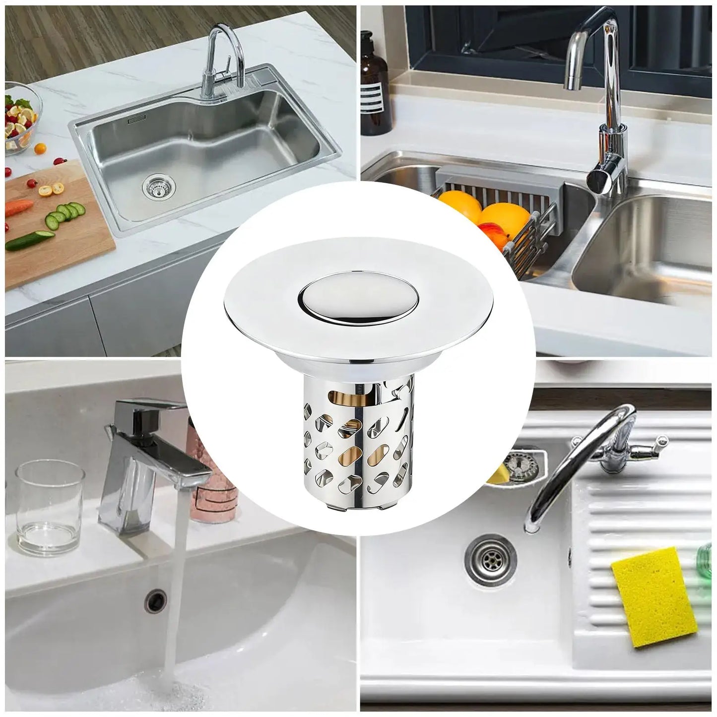 Sink Stopper Anti-Clogging Stainless Steel Hair Catcher Bathroom Floor Sink Stopper Cover For Basin Home Sewer Tub Bathtub Peaceful Pleasures Health and Wellness