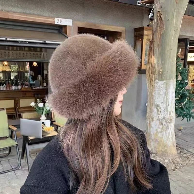 Women's Faux Fox Fur Winter Hat | Warm Windproof Russian Cap