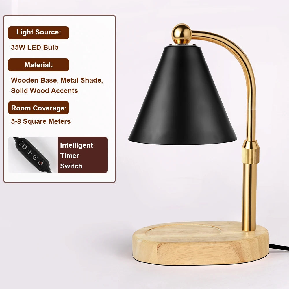 Dimmable Candle Warmer Lamp with Timer | Black Wax Melter