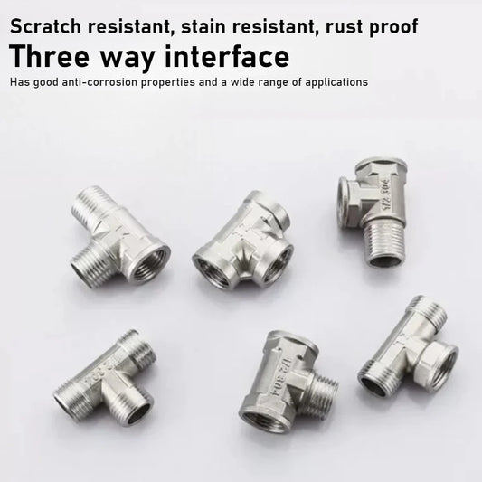 G1/2 Stainless Steel 3-Way T-Adapter Shower Water Splitter Valve Shower Water Splitter Oasis Select