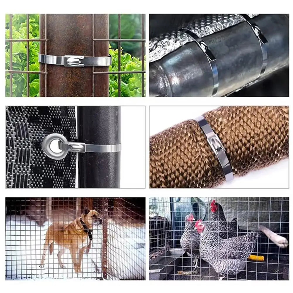 100PCS Metal Cable Ties Self Locking Stainless Steel Ties Strap Reusable Heavy Duty Cables Tie Fastening Rings For Exhaust Pipe Peaceful Pleasures Health and Wellness
