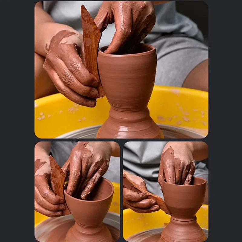 6-Piece Wooden Pottery Tools Set - Scrapers, Polygon Shapers & Clay Sculpting Knives for DIY Ceramic Handmade Projects Peaceful Pleasures Health and Wellness