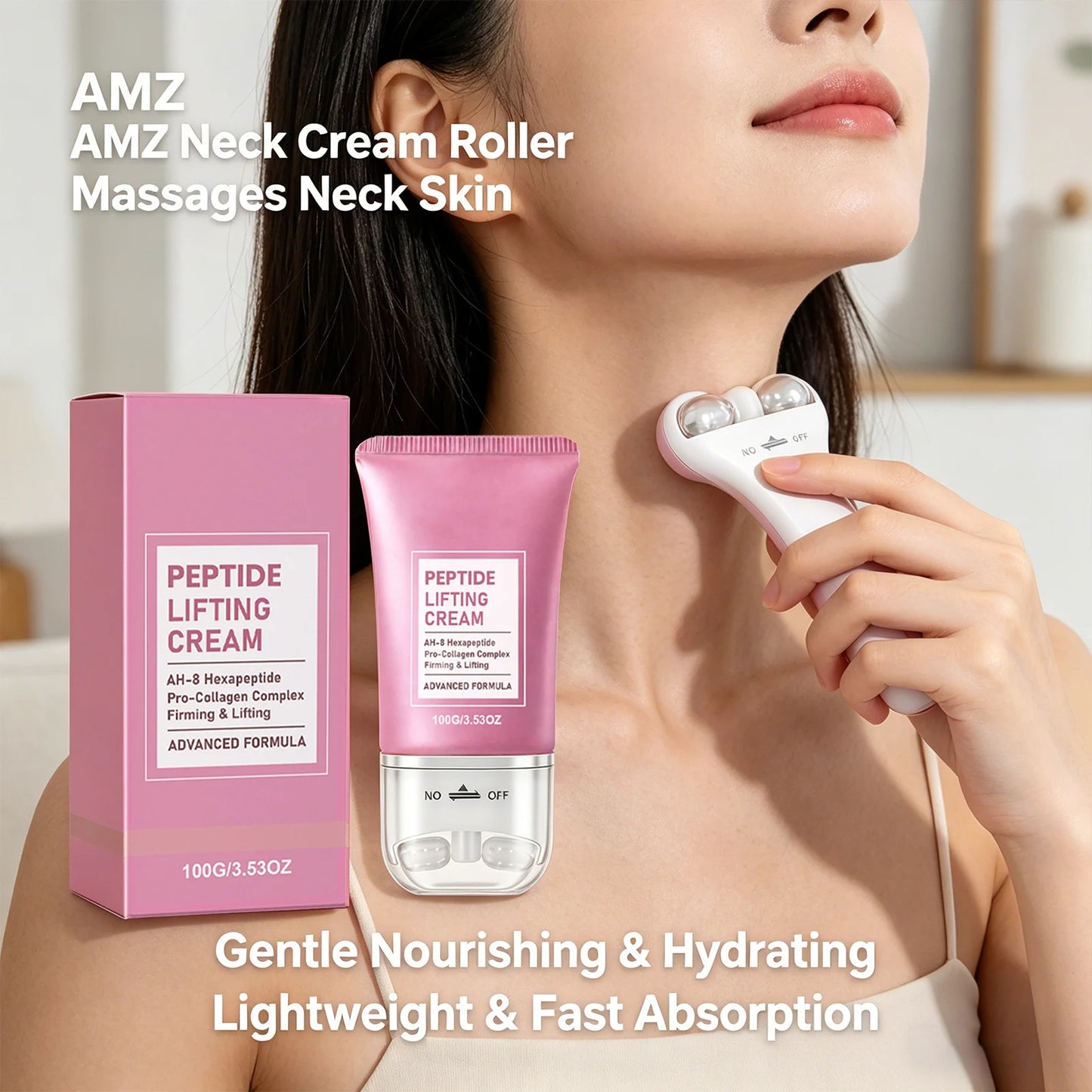 Neck Care Cream Firming & Lifting Skin Reduce Wrinkles Refreshing Texture Reducing Neck Wrinkles Roller Massage Easily Absorbed Peaceful Pleasures Health and Wellness