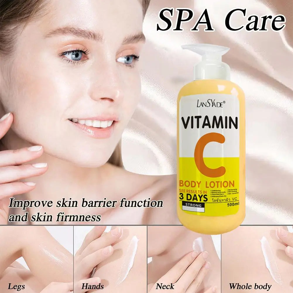 500ml Vitamin C Body Cream Whitening Hydroxy Acids VE Remove Acne Marks Deep Moisturizing Lightening Body Lotion Skin Care Peaceful Pleasures Health and Wellness
