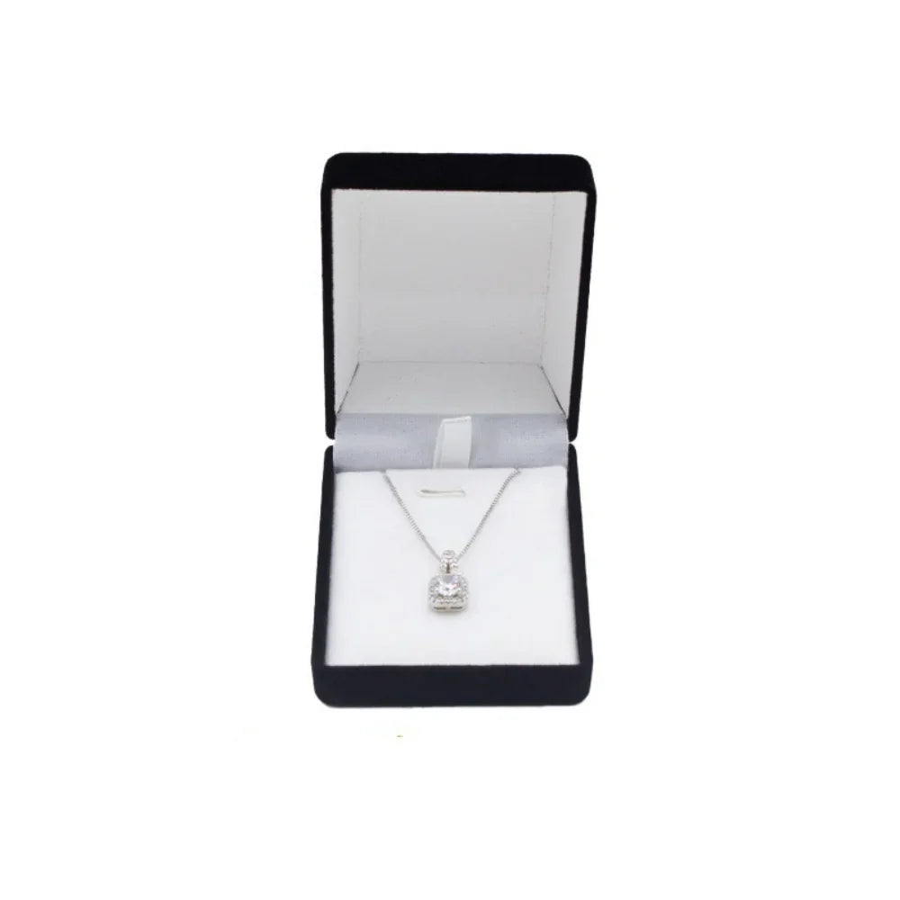 Square Velvet Necklace Box – Pendant Gift & Storage Case
