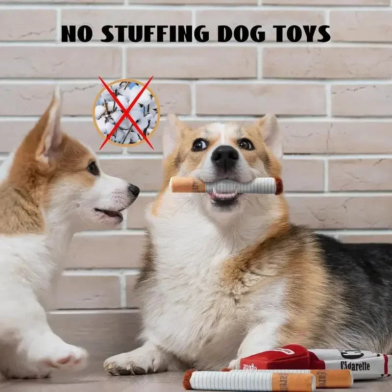 Squeaky Dog Toys for Chewing, Interactive Plush Cigarette Case Puppy Teething Toy, Fun Chewable Grinding Teeth Gift for Small Peaceful Pleasures Health and Wellness