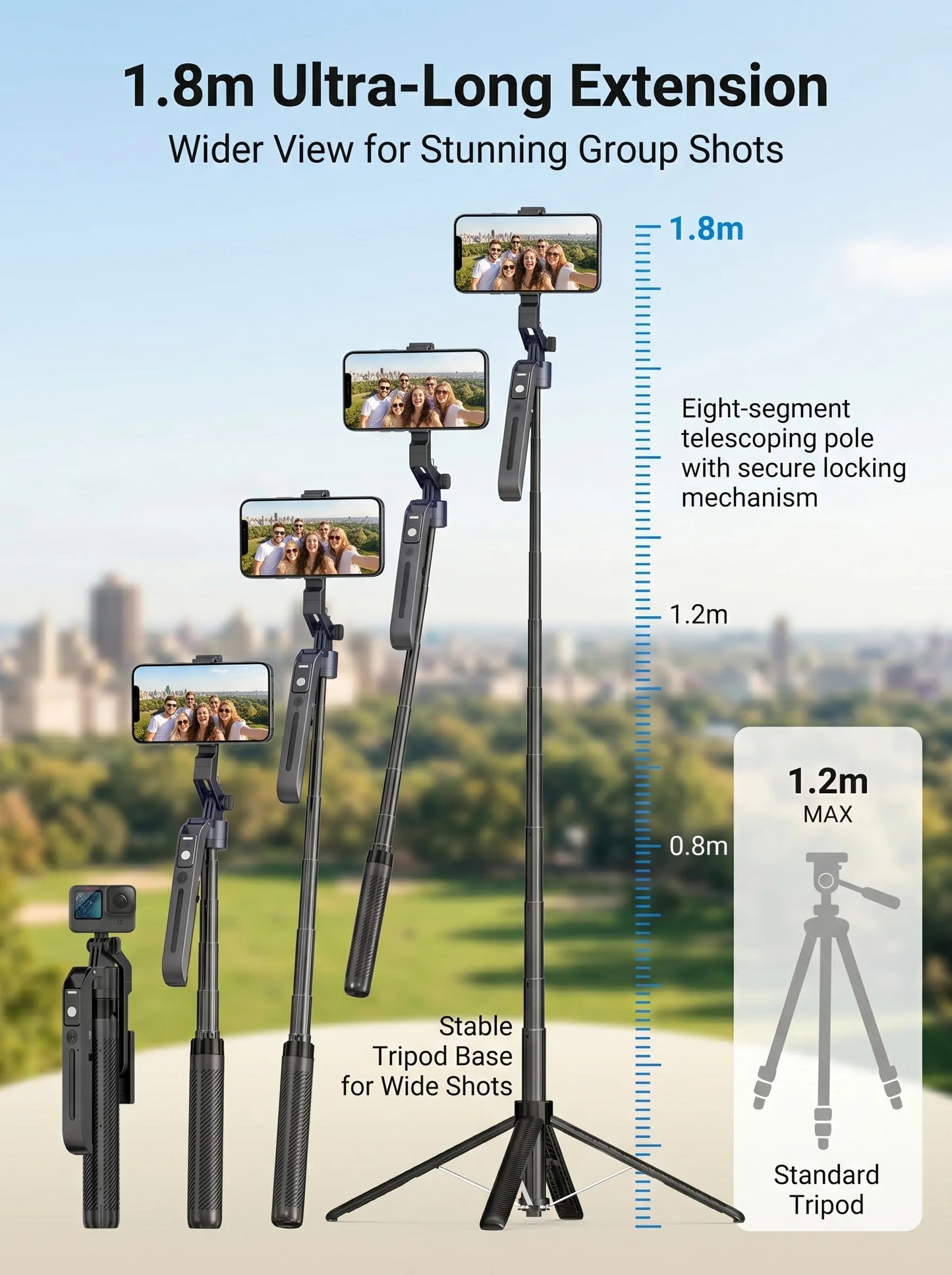 360° AI Face Tracking Gimbal Selfie Stick Tripod for Phone