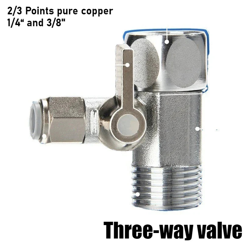 Copper 3-Way Shut-Off Valve 1/4" & 3/8" | RO Water Adapter