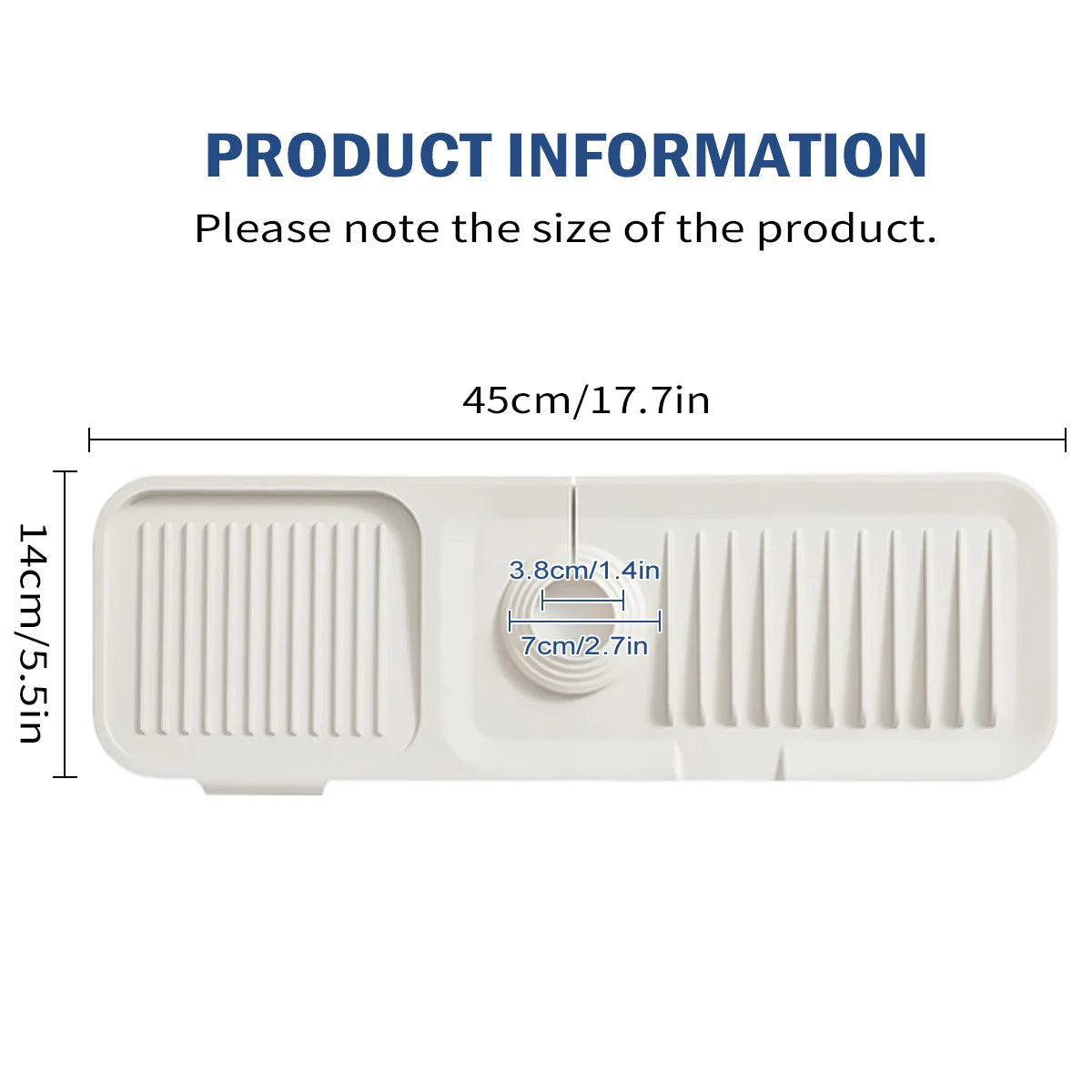 14.5/18x5.5 Inch Sink Splash Guard Faucet Handle Drip Catcher Tray Longer Silicone Mat Dish Soap Sponge Holder Bathroom Kitchen Peaceful Pleasures Health and Wellness 2311031046H