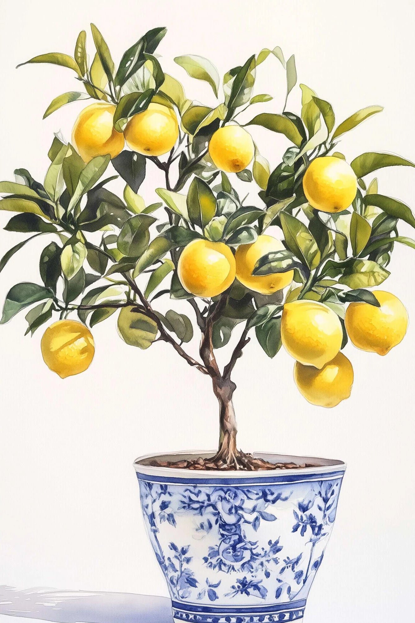 Italian Summer Woman Aperol & Lemon Tree Watercolor Canvas Art