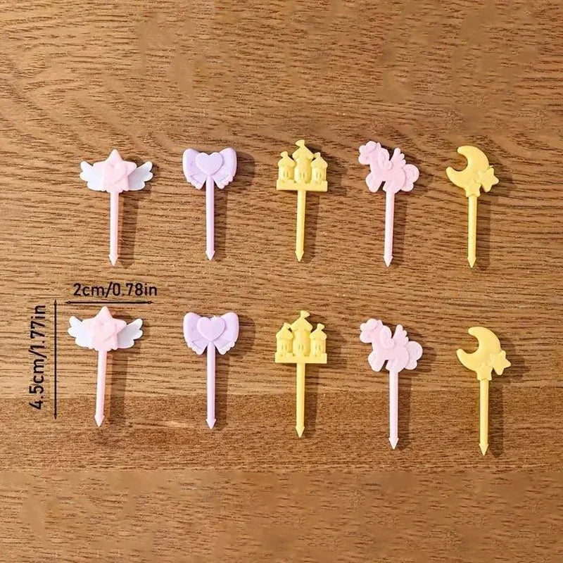10-Pc Cartoon Fruit Forks | Bento Box & Cocktail Picks