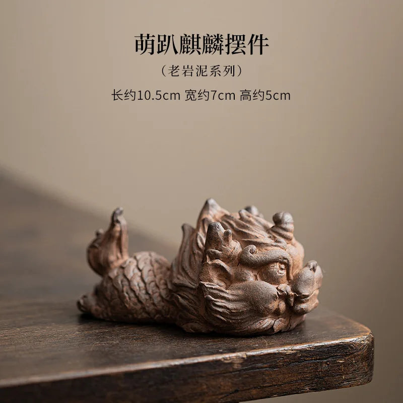 Chinese Ceramic Unicorn Tea Pet | Kung Fu Tea Set Ornament Ceramic Tea Pet Peaceful Pleasures Health and Wellness CUTE