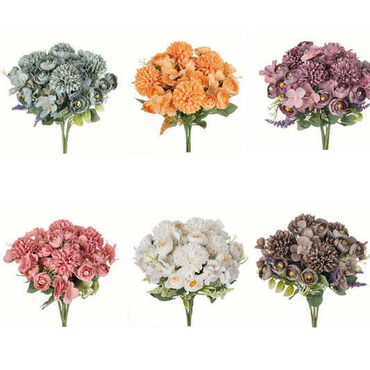 Silk Hydrangea & Tea Rose Artificial Flowers | UV Protection
