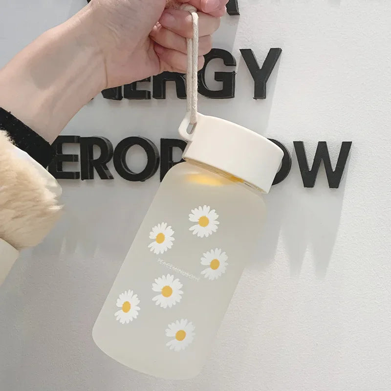 Kawaii Transparent Frosted Water Bottle | Portable Plastic Cup