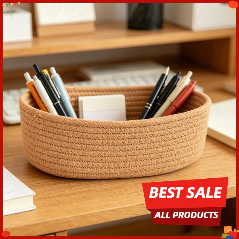 Nordic Hand-Woven Cotton Rope Storage Basket | Toy & Laundry