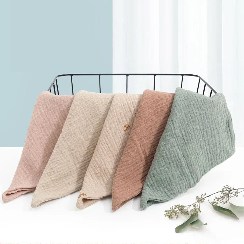 Soft Muslin Baby Washcloths 5-Pack | Cotton Newborn Towels