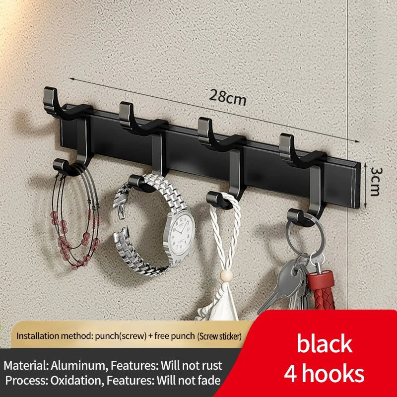 No-Drill Adjustable Door Hooks – 6-Pack Aluminum Bathroom Hooks