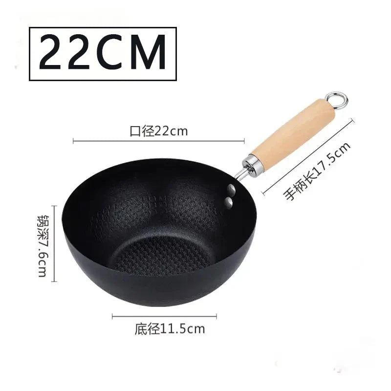 Cast Iron Wok Non-Stick Flat Bottom Fry Pan 26cm | CHANSUNRUN