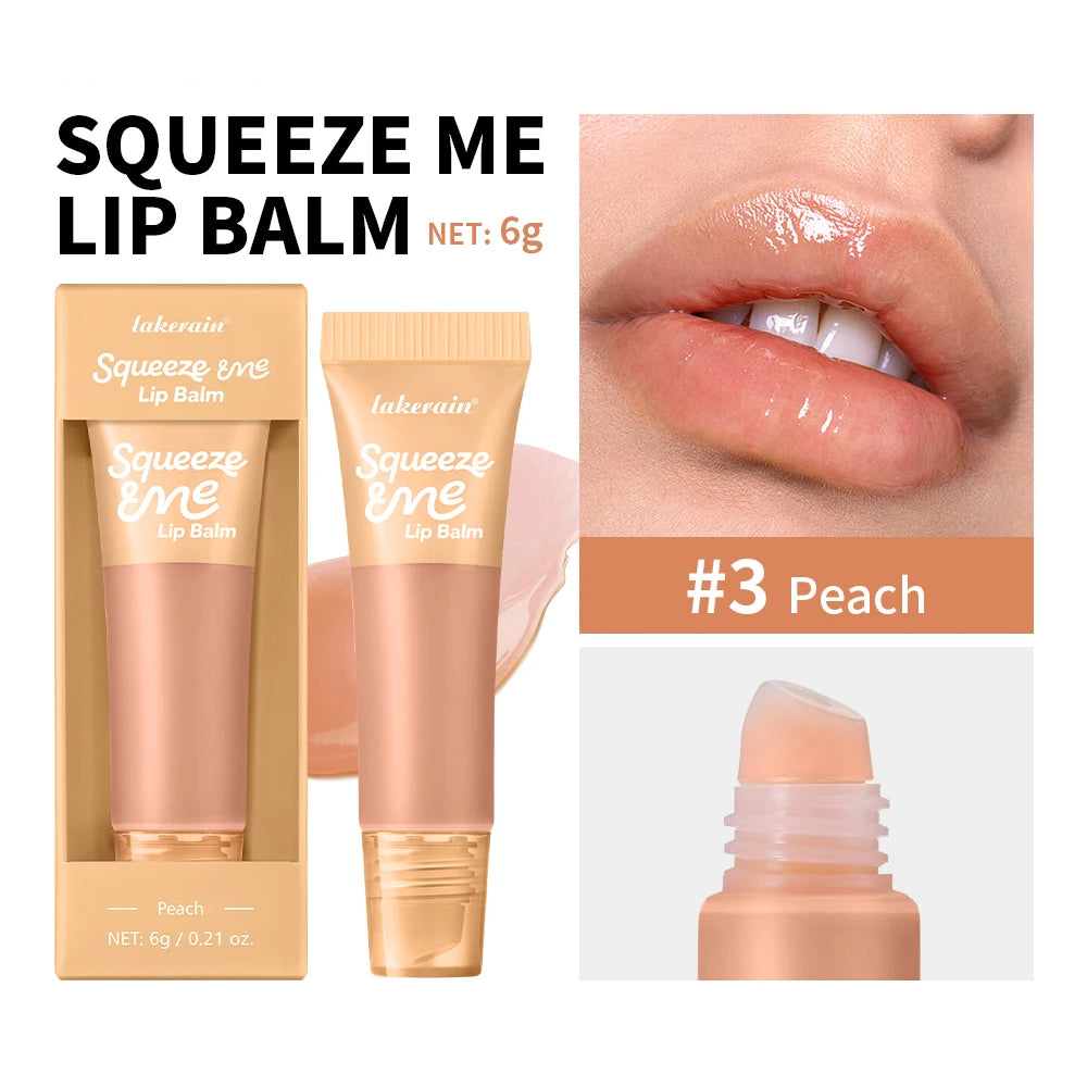 Lip Gloss Long Lasting Moisturizing Lip Balm with Hyaluronic Acid Sheer Strawberry Flavor Squeeze Tube Plumping Gloss Hydration Peaceful Pleasures Health and Wellness 3Peach