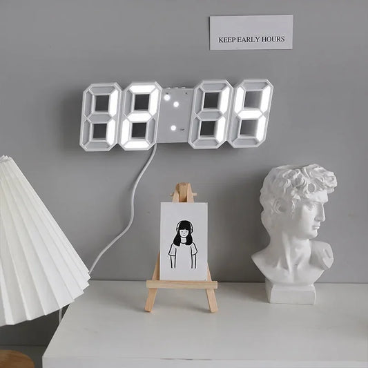 Wall Clock 3D Led Clocks Decoration for Bedroom Mode Home and Decoration Hanging Large Digital Watches Interior Room Light Decor Peaceful Pleasures Health and Wellness