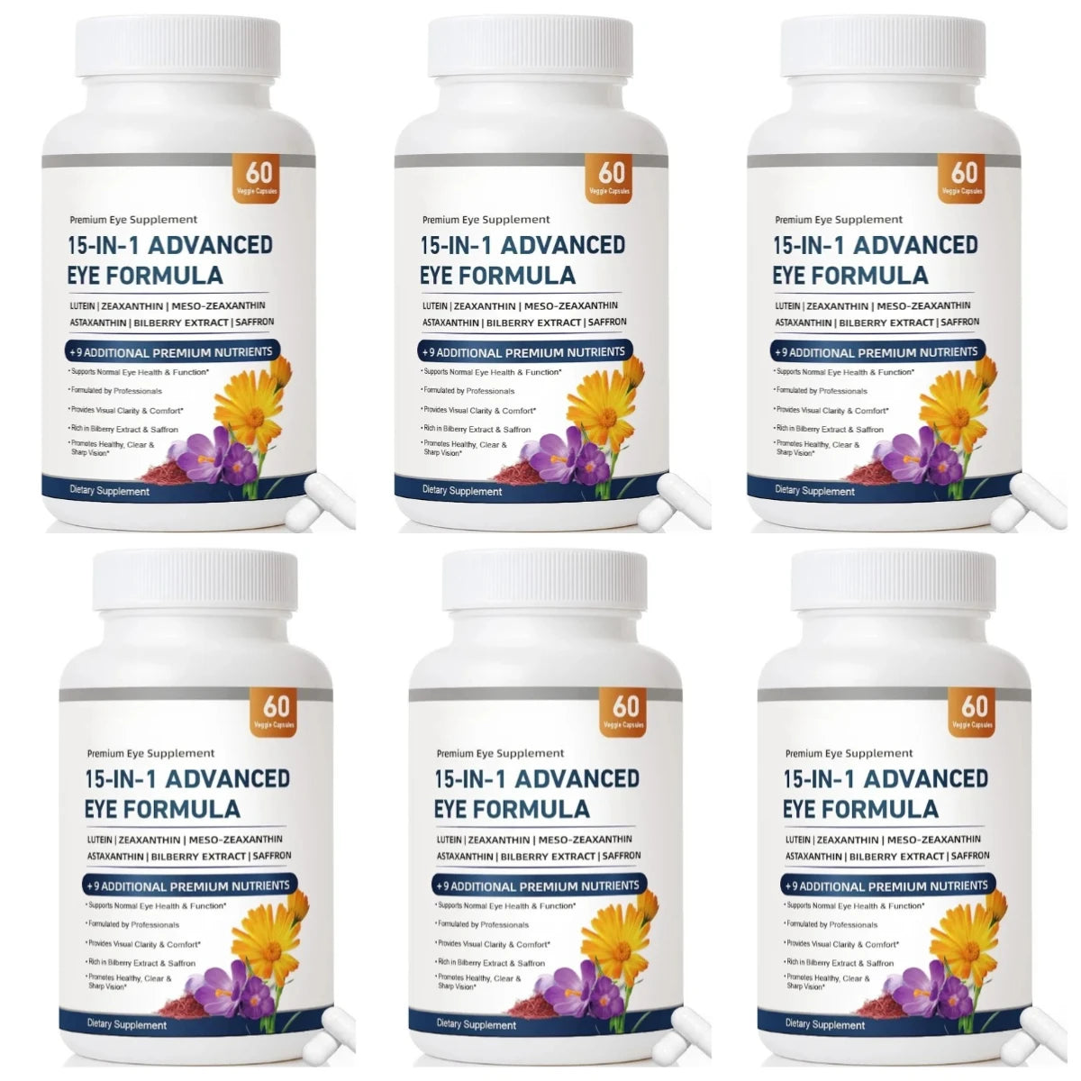 15-in-1 Eye Formula Lutein Zeaxanthin Bilberry – 60 Veggie Caps