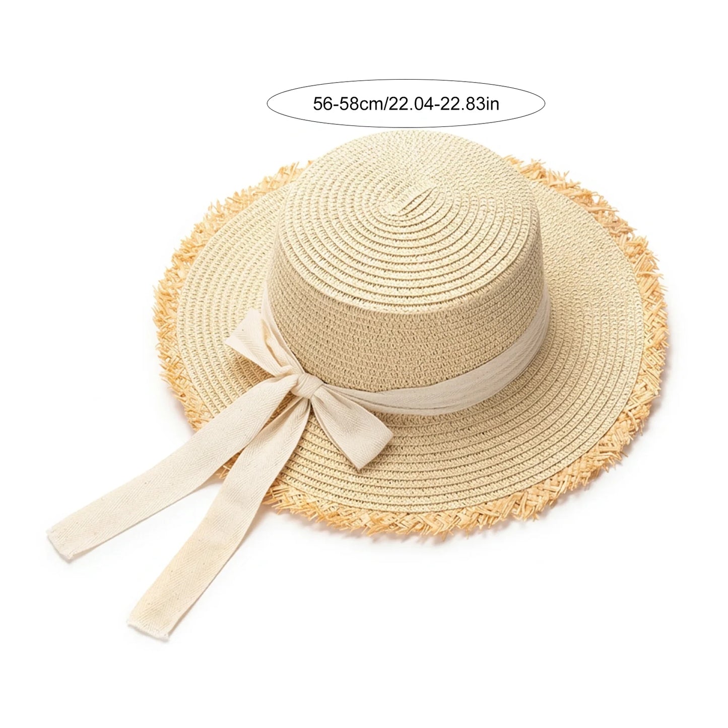 Women's Wide Brim Raffia Straw Sun Hat with Bow | Beach Hat