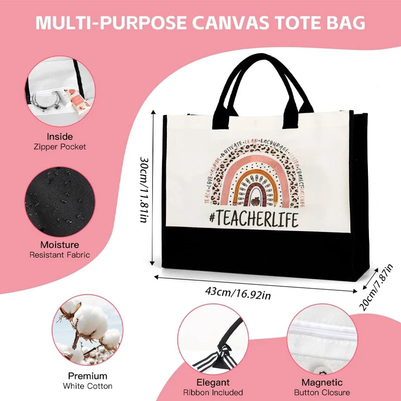 Teacher Appreciation Canvas Tote Bag | Thank You Gift Teacher Gift Tote Bag Peaceful Pleasures Health and Wellness