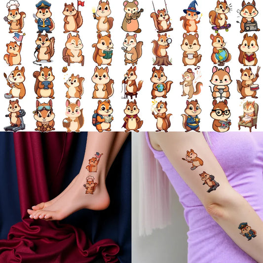 54pcs Squirrel Temporary Tattoo Stickers – Waterproof Cartoon Temporary Tattoo Stickers Oasis Select