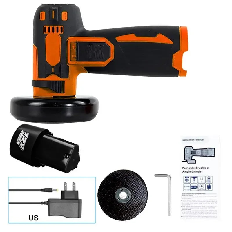 12V Rechargeable Mini Angle Grinder Cordless Grinding Machine,Portable Polishing Cutting Power Tool For Diamond Metal Tile Peaceful Pleasures Health and Wellness US Orange