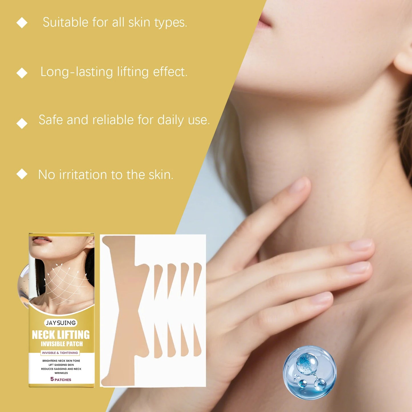Neck Lifting Patch Improve Neck Contour Reduce Fine Lines Relieve Double Chin Increase Skin Elasticity Neck Invisible Care Mask Peaceful Pleasures Health and Wellness