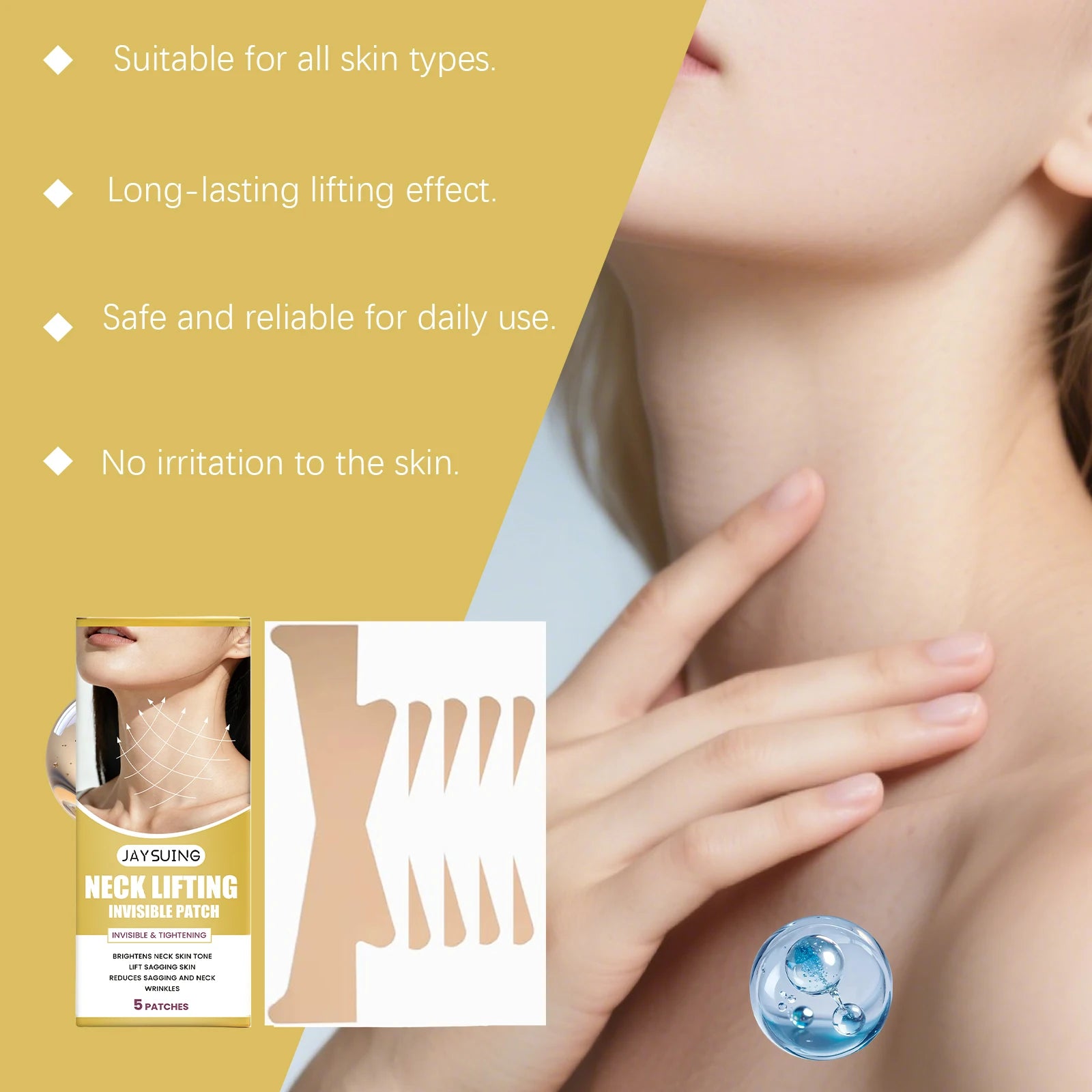 Neck Lifting Patch Improve Neck Contour Reduce Fine Lines Relieve Double Chin Increase Skin Elasticity Neck Invisible Care Mask Peaceful Pleasures Health and Wellness