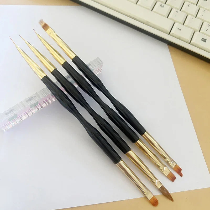 4Pcs Dual-Ended Nail Art Brushes Set Professional Gel Polish Liner Acrylic Nail Brush for Flower Painting Drawing Manicure Tools Peaceful Pleasures Health and Wellness