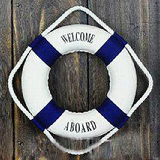 Mediterranean Style Hanging Lifebuoy Decoration Red Blue Creative Nautical Home Ornament for Living Room Wall Beach House Peaceful Pleasures Health and Wellness