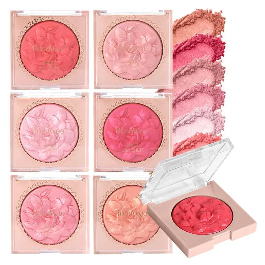 Embossed Shimmer Blush Palette – Pearlescent Baked Powder Highlighter