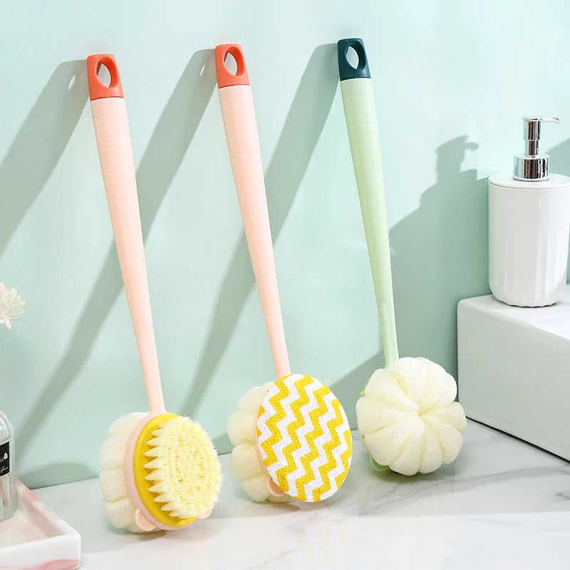 2-in-1 Double-Sided Bath Brush | Long Handle Back Scrub