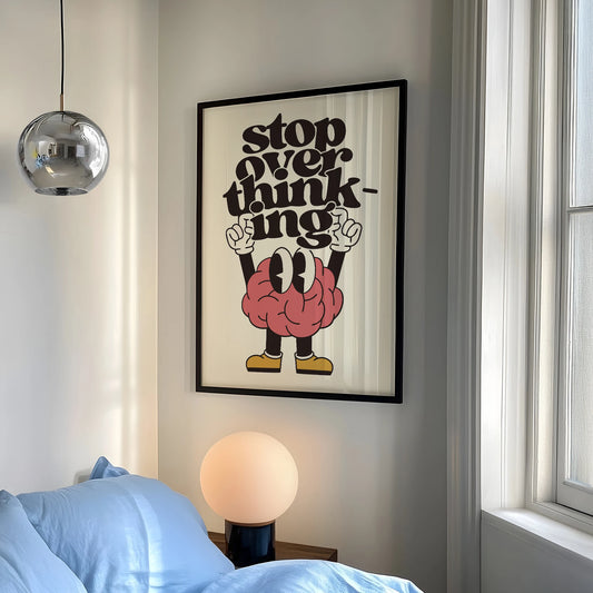Stop Overthinking Brain And Shoes Wall Art Prints Canvas Painting Poster Picture For Living BedRoom Home Decor Peaceful Pleasures Health and Wellness