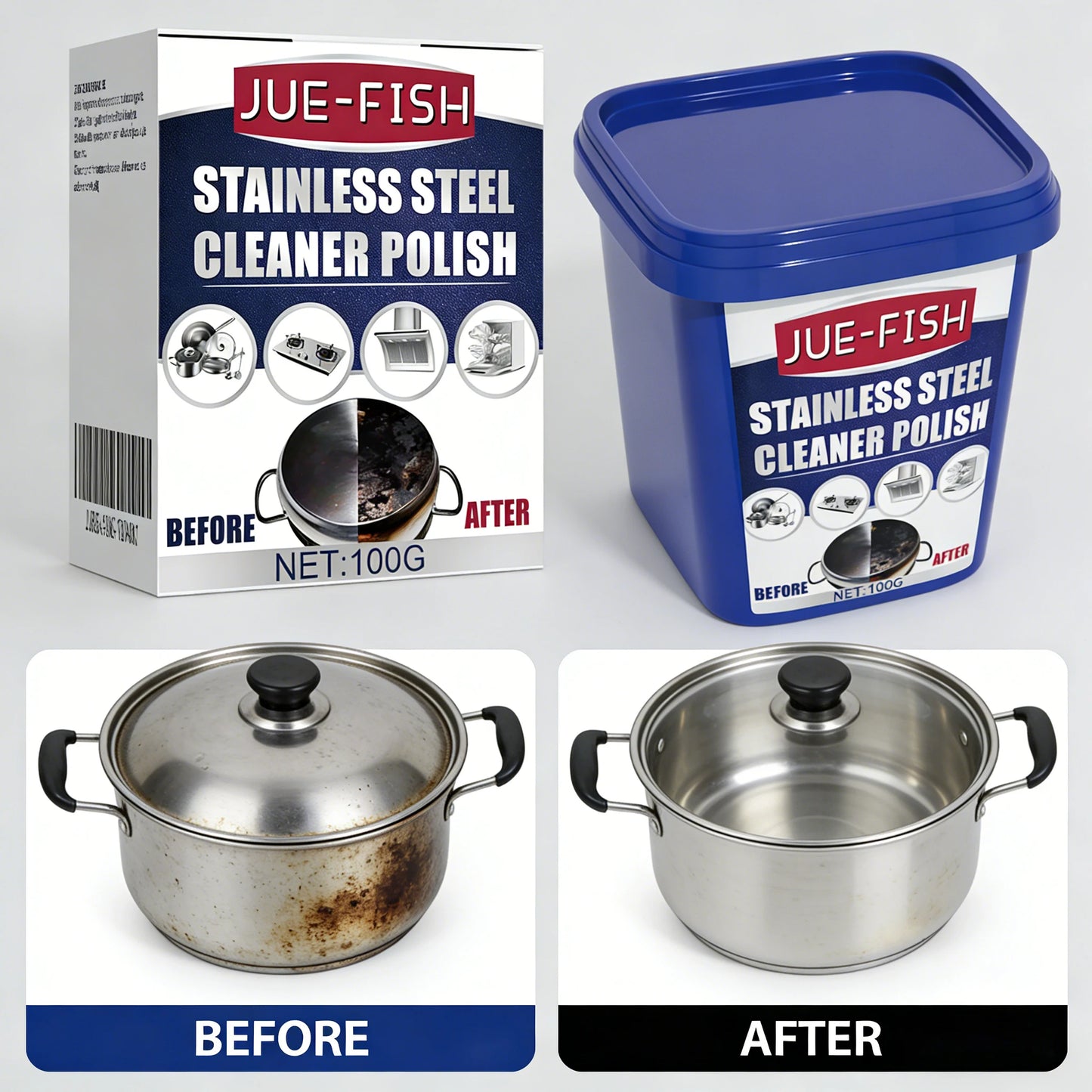 Stainless Steel Cleaner Paste 100g | Rust, Grease & Stain Remover