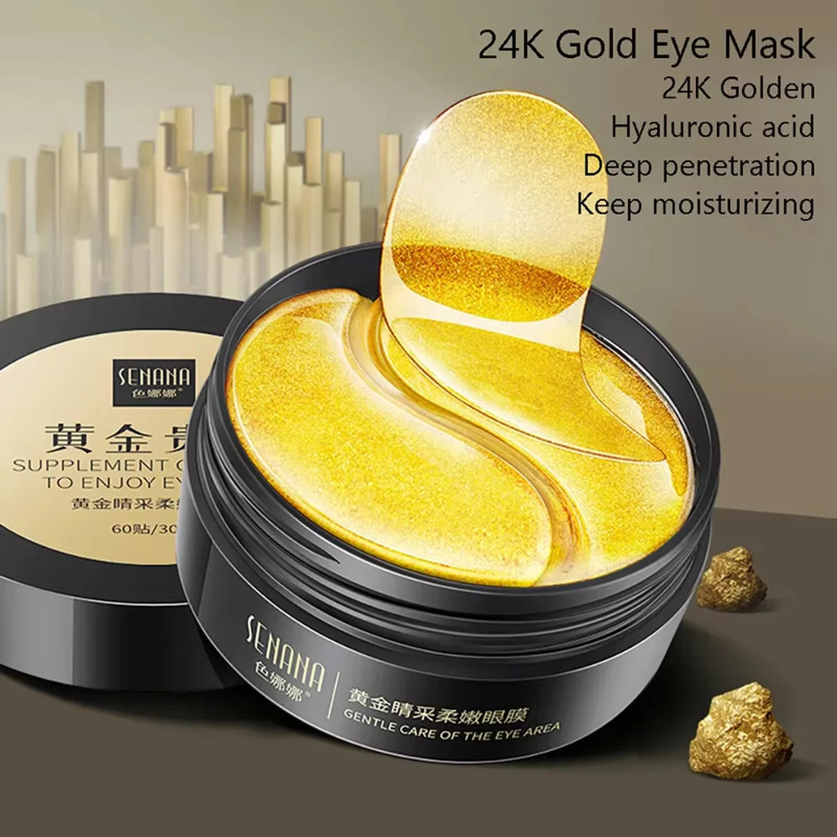 60pcs Gold Crystal Collagen Eye Mask Beauty Moisturizing Firming Anti Dark Circles Eyes Bags Removal Eyes Care Eye Patches Peaceful Pleasures Health and Wellness