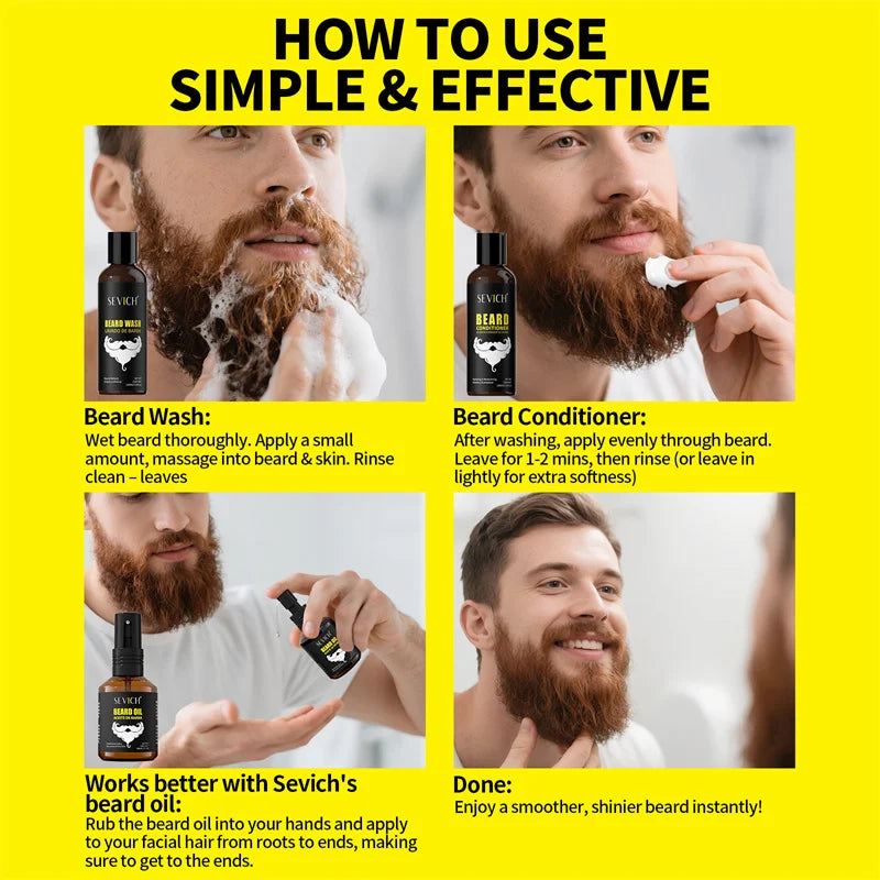 Men's Beard Care Set – Shampoo, Conditioner & Moisturizer