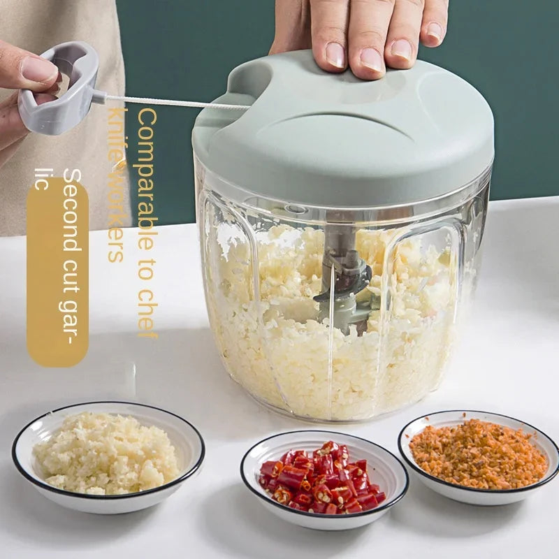 500ml/900ml Household Garlic Press Manual Meat Grinders 3/5Blades Hand-pulled Vegetable Chopper Kitchen Food Accessories Tools Peaceful Pleasures Health and Wellness