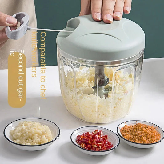 500ml/900ml Household Garlic Press Manual Meat Grinders 3/5Blades Hand-pulled Vegetable Chopper Kitchen Food Accessories Tools Peaceful Pleasures Health and Wellness
