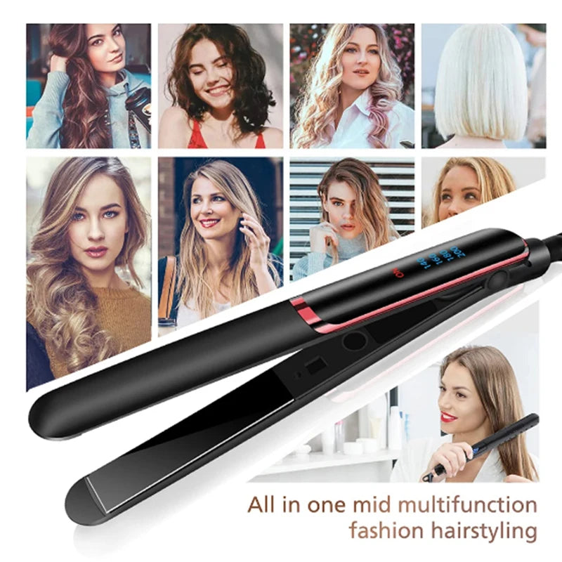 Professional Portable Flat Iron Fourth Gear Ceramic Hair Iron Straightener And Curler 2 In 1 Hair Straightener Styling Tool Peaceful Pleasures Health and Wellness