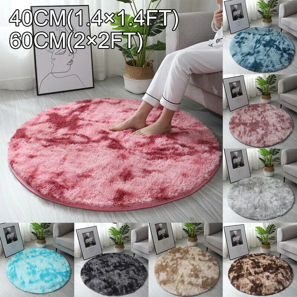 1X Circle Round Shaggy Rug Living Room Bedroom Carpet Floor Mat