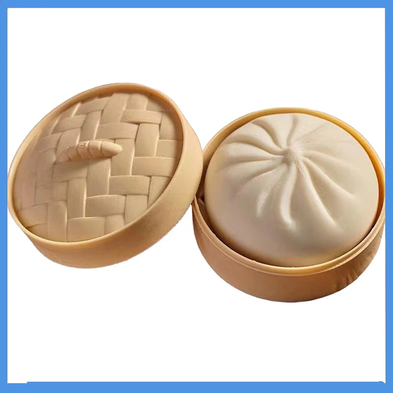 Colorful Dumpling Squishes Stress Balls Fidget Sensory Toys Simulation Food Squishies Bun with Steamer Squeeze Dough Ball Gifts Peaceful Pleasures Health and Wellness C One Size