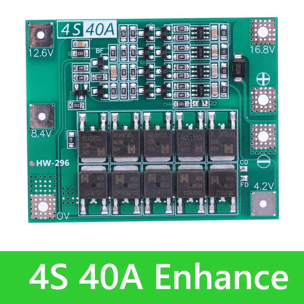 3S 4S 20A 40A 60A Li-ion Lithium Battery Charger Protection Board 18650 BMS Drill Motor 11.1V 12.6V/14.8V 16.8V Enhance/Balance Peaceful Pleasures Health and Wellness 4S 40A Enhance