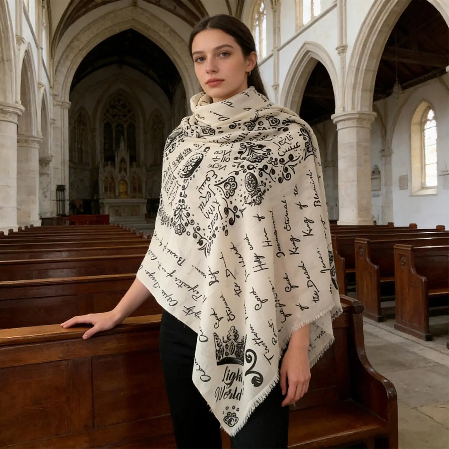 Christian Prayer Shawl Scarf | Cross & Names of Jesus | Women Prayer Shawl Scarf Peaceful Pleasures Health and Wellness