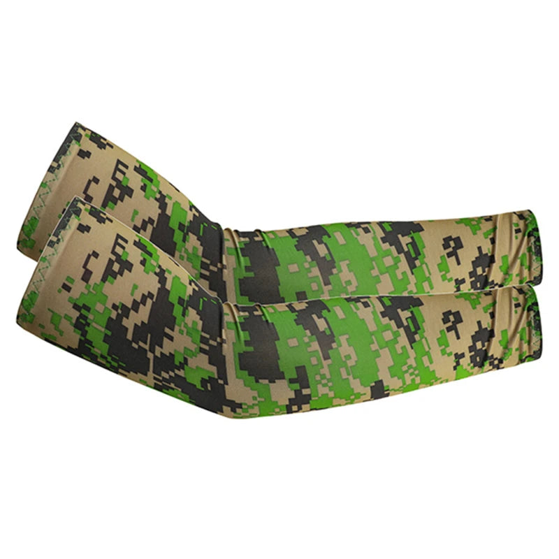 Unisex Cooling Arm Sleeves Elbow Cover Cycling Run Fishing UV Sun Protection Outdo Cool Arm Sleeves Peaceful Pleasures Health and Wellness Camouflage green