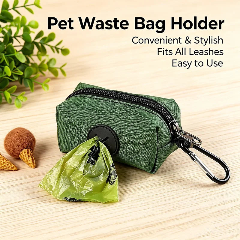 Canvas Dog Poop Bag Dispenser with Carabiner Clip Pet Waste Dispenser Peaceful Pleasures Health and Wellness