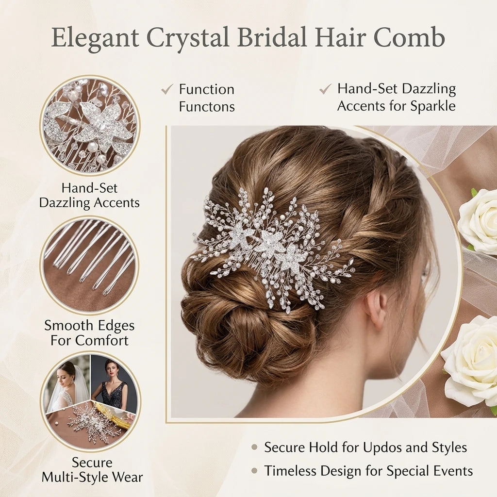 Women Rhinestone Pearl Hair Comb Elegant Alloy Bridal Accessory for Wedding and Formal Events Peaceful Pleasures Health and Wellness
