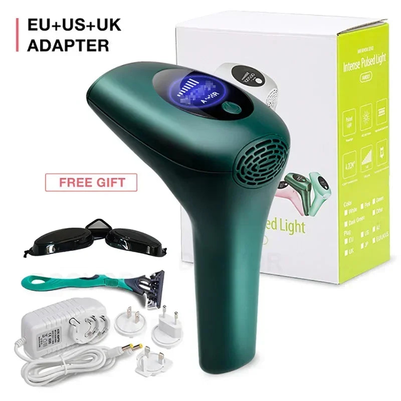 IPL Laser Hair Removal Device – 900,000 Flashes Peaceful Pleasures Health and Wellness Dark Green US Plug